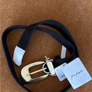 Free People Black Belt with Gold Buckle